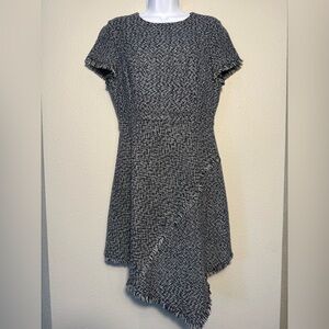 Eliza J Black and White Asymmetrical A-Line Dress